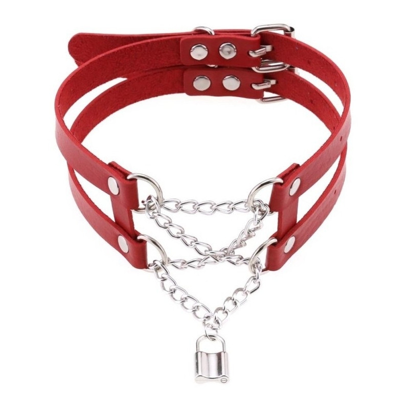 Joy Jewels Collier Ras de cou Pendant Lock Rouge